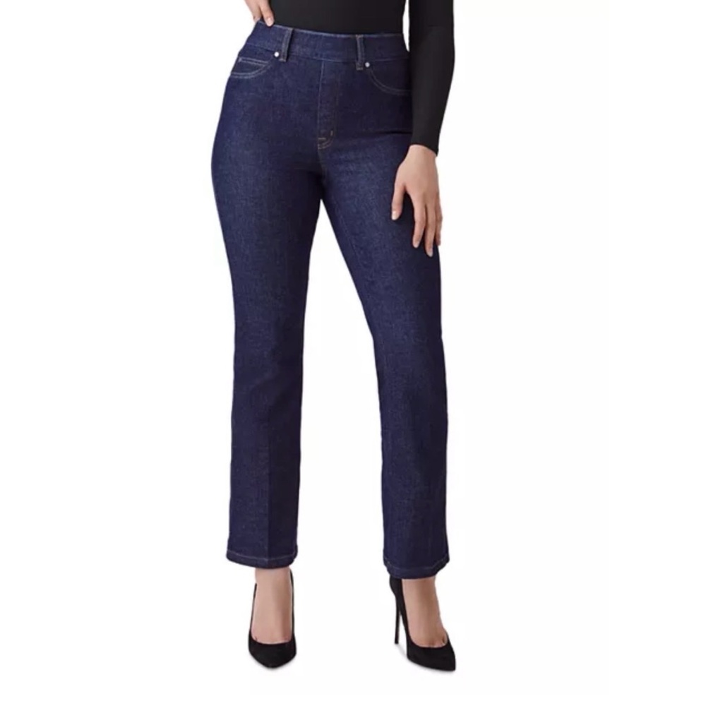 Spanx Shape Everywhere Pull On Wide Leg Jeans High Rise Kick Flare Large